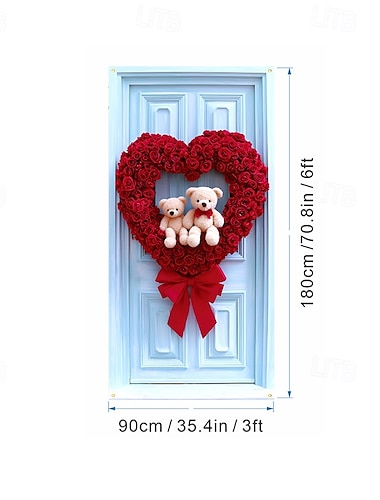  Türdekoration zum Valentinstag, herzförmige Feierfahne, perfekt als Foto-Requisite, festliche Dekoration, ideal für eine romantische Valentinstagsatmosphäre und als Türschmuck.