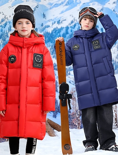  Lapset Tyttöjen Untuvatakki Puffer takki Yhtenäinen väri Urheilu Tasku Pidä Lämmin Tuulenpitävä ulko- Takki Päällysvaatteet 5-12 vuotta Talvi Sininen Musta Rubiini