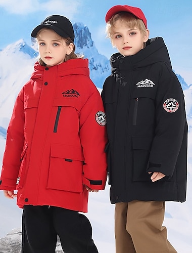  Bambini Ragazze Giacca in piuma Giacca Imbottita Lettera Sport Tasca Tenere al caldo Antivento All'aperto Cappotto Capispalla 4-12 Anni Inverno Blu Nero Rosa