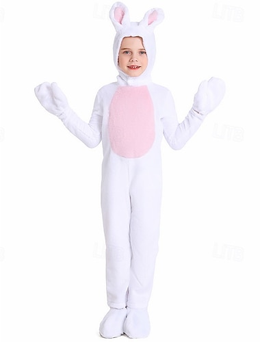  Karnevalskostüm 2026 Kigurumi-Pyjamas Ausgefallene Kostüme Onesie-Kostüm Kaninchen Hase Niedlich Mit Kapuze Fleece Kinder Jungen Mädchen Karneval Ostern Party Leistung Hausbekleidung Verkleiden