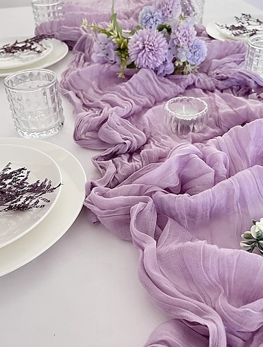  Chemin de table froissé pour la Saint-Valentin et la saison des mariages, tissu balinais pour mariage et décoration de fête, nappe élégante à plis torsadés de style européen pour les événements