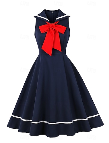  רטרו\וינטאג' שנות ה-50 רוקאבילי שמלות שמלת נדנדה בלי שרוולים תחפושות בגדי ריקוד נשים קרנבל נשף מסכות לבוש יומיומי מסיבת רווקות מבוגרים שמלה