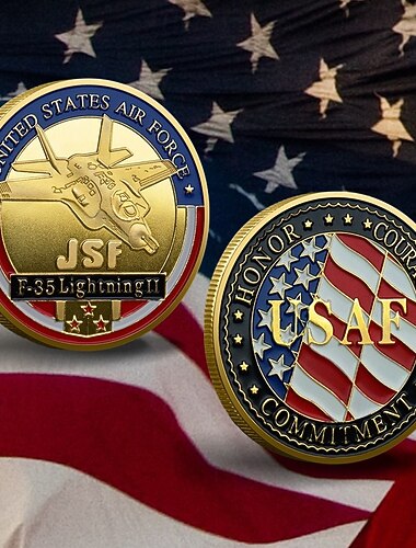  Moeda Comemorativa da Força Aérea dos EUA – Moeda de Desafio Militar de Arte de Ferro do 250º Aniversário dos Estados Unidos Medalha Colecionável de Metal para Aeronautas e Presentes Patrióticos