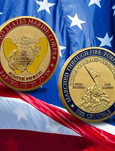  عملة ذكرى مشاة البحرية الأمريكية – عملة فنية حديدية بمناسبة الذكرى 250 للولايات المتحدة، ميدالية قابلة للجمع للبحارة وهدايا وطنية بمناسبة الذكرى 250