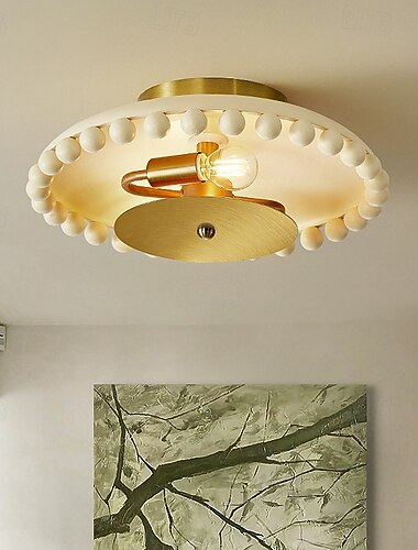  Moderne nordische runde kleine Kugel-Deckenleuchte aus Kunstharz und Metall mit 2 Leuchten zur halbaufgesetzten Montage im Wohnzimmer