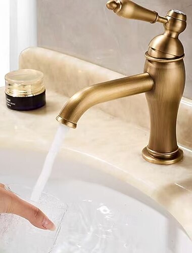  Robinet de lavabo - Classique Laiton antique Ensemble central Poignée unique à un trouBath Taps