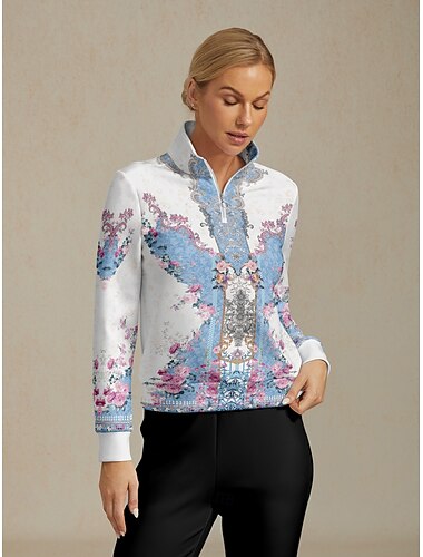  Per donna Felpa da golf Blu Manica Lunga Top Abbigliamento da golf da donna Abbigliamento Abiti Abbigliamento
