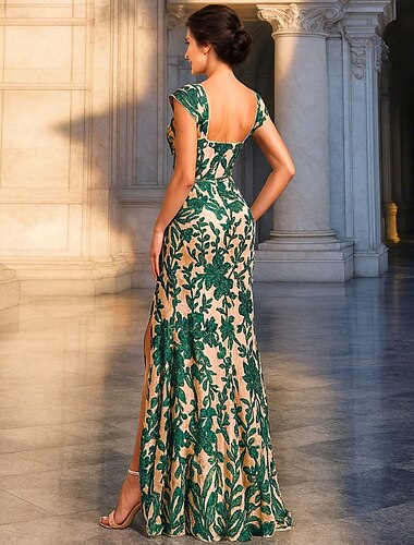  A-Lijn Vloer lengte Quinceanera Jurken Elegante Feest Mouwloos Vierkante Hals Prom Avondfeest met Bloemenprint Split