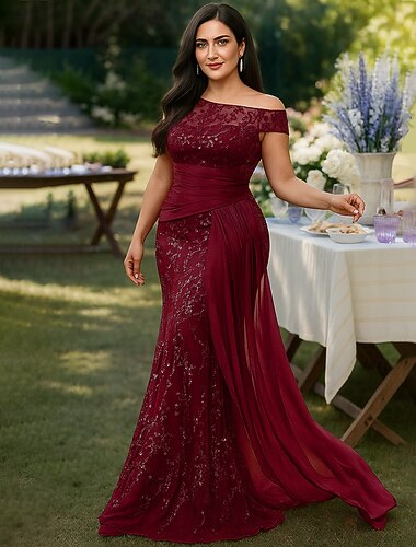  عامودي طول الأرض فستان الحفله مطرز بالخرز فستان الحفلة فستان أم العروس كم قصير رقبة عالية مدورة أنيق عتيق فاخر حفلة رسمية حفلة الزفاف مع حصى