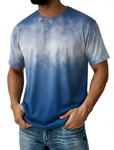  男性 コットン100% アシッドウォッシュシャツ ティートップ ヘビーウェイトTシャツ 半袖 クルーネック 夏 オンブル’ 勾配 ファッション デザイナー ベーシック ビンテージ 色褪せた バケーション ストリート お出かけ ホワイト メンズトップTシャツ
