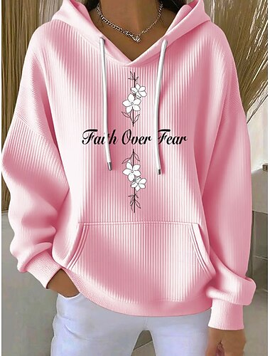  Per donna Felpa con cappuccio Floreale Grafico Lettera Casual Manica Lunga Con Cappuccio Top Regolari Casuale Abbigliamento Quotidiano Sportivo Blu Giallo Rosa Primavera Autunno