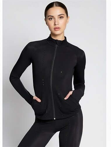  Fleecejack voor kunstschaatsen Dames Schaatsen Jack Kleding Bovenlichaam Zwart Lapwerk Spandex Rekbaar Opleiding Wedstrijd Kunstschaatskleding Thermisch Warm Klassiek Lange mouw Schaatsen