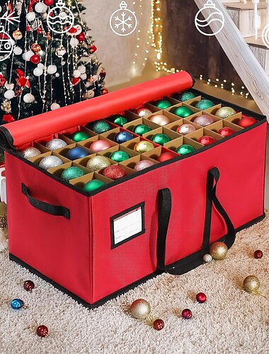  Aufbewahrungsbox für Weihnachtsdekorationen, Ornamenthalter, Dorfaufbewahrungstruhe, Baumkugelaufbewahrung, Aufbewahrung für Weihnachtsmannsäcke