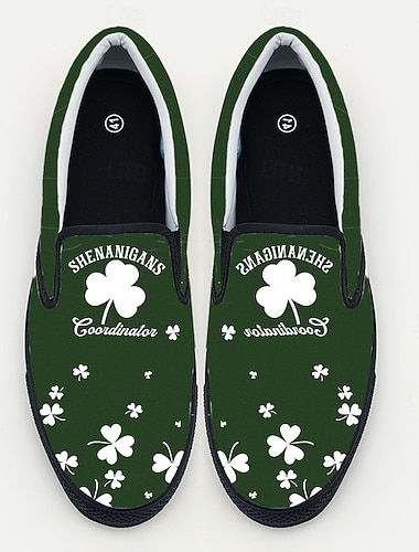  Grüne Herren-Sneaker zum Hineinschlüpfen zum St. Patrick's Day – bequem und stylisch mit Kleeblattmuster, ideal für festliche Anlässe, Partys und Freizeit.