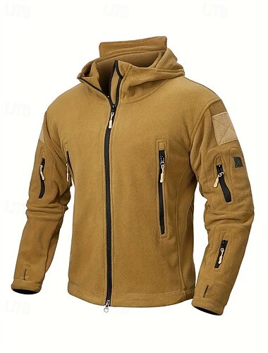  Per uomo Giacca in pile Giacca militare Giacca tattica Giornaliero Da mare Tenere al caldo Tasche Vello Autunno inverno Liscio Di tendenza Streetwear Con cappuccio Standard Nero Cachi Verde militare