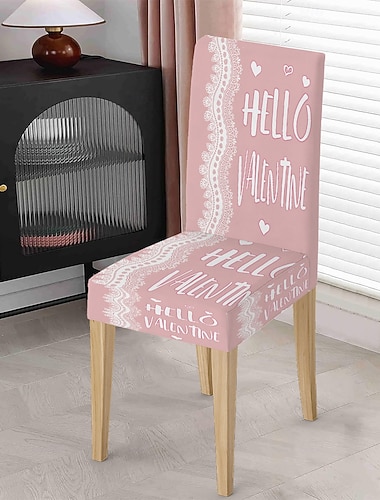  Valentinsdag stretch spisestuestoltrekk svart og hvitt bøffelrutet hjerte bil sløyfeknute stolrygg vaskbart vinter hjem restaurant stue kjøkkeninnredning 1/4/6 stk