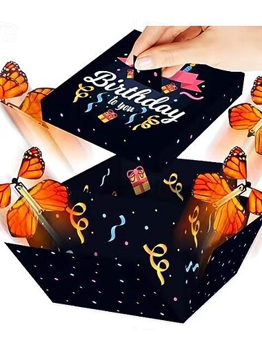  Caja de regalo con explosión de mariposa, caja sorpresa con mariposas voladoras para cumpleaños, bodas, aniversarios y Navidad.