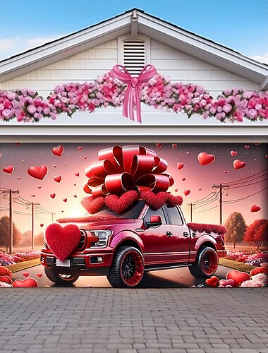  San Valentino Copertura per porta del garage Grande appeso Rose Vintage 3D Da serata All'aperto Sfondi di ripresa Porta d'ingresso Arredamento per la casa