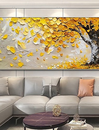  Handgefertigt Ölgemälde Handgemalte Horizontal Abstrakt Landschaft Floral / Botanisch Modern Ohne Innenrahmen (ohne Rahmen)