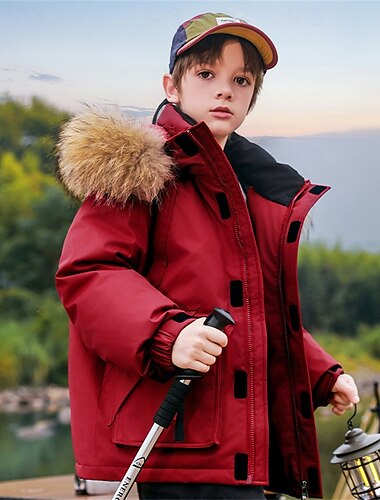  Bambini Unisex Giacca in piuma Giacca da esterno Capispalla Tinta unica Manica Lunga Tasca Tenere al caldo Antivento Cappotto All'aperto Quotidiano Essenziale Nero Bianco Giallo Inverno 5 anni +