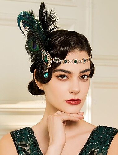  Szüret 1920-as évek A nagy Gatsby Flapper fejpánt A nagy Gatsby Flapper lány Toll Jelmez Női Karácsony Farsang Álarcos mulatság Retro témájú buli Charleston tánc Felnőttek Fejpánt Minden évszak