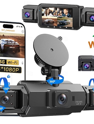  1080p Nytt Design / Full HD / 360 ° overvåking Bil DVR 170 grader Bred vinkel 3 tommers LCD Dash Cam med WIFI / Nattsyn / Parkeringsmodus 4 infrarøde LED Bilopptaker