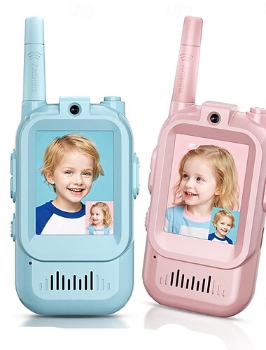  Walkie-talkie voor kinderen met een scherm van 2,0 inch, realtime videochat en stemverandering. Ideaal speelgoed voor binnen en buiten, perfect voor familiespelletjes, kamperen en wandelen.