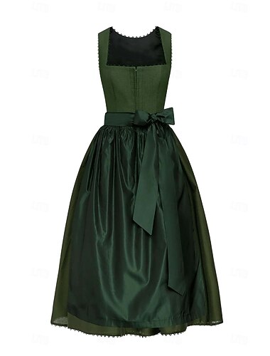  Oktoberfest Robe Dirndl Robes traditionnelles Femme de ménage Bavarois Allemand Prairies Femmes Tissu de style traditionnel Robe Tablier Sans chemisier