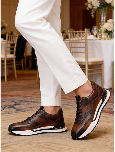  scarpe da ginnastica da uomo in pelle marrone per matrimoni: eleganti, comode e ideali per matrimoni moderni, in giardino o al chiuso