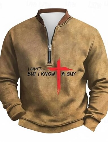  Herre Genser Kvart glidelås genser Svart Hvit Rød Brun Grå Halv glidelås Fargeblokk Kors Halv glidelås Trykt mønster Sport & Utendørs Daglig Ferie Polyester Årgang Gatemote Fritid Høst vinter Klær