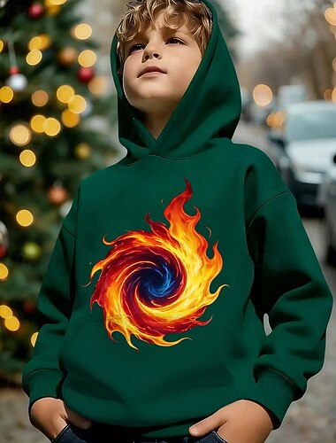  Unisex 3D Grafik Optische Täuschung Kapuzensweatshirt Pullover Langarm 3D-Druck Frühling Herbst Sport Mode Streetwear Kinder 4-12 Jahre Mit Kapuze Lässig Täglich Outdoor Normale Passform
