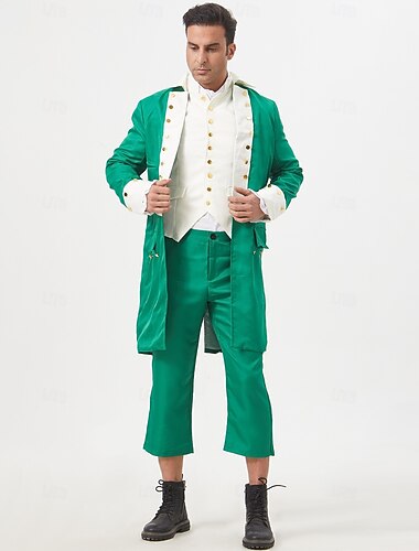 250e anniversaire des États-Unis Rococo Baroque Tenues Manches longues George Washington Alexander Hamilton Epoque Coloniale Déguisement Homme Carnaval Jour de l'indépendance 4 juillet Adultes