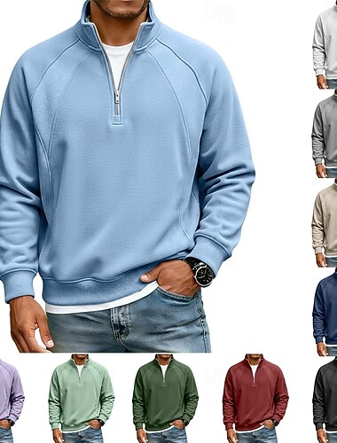 Homens Moletom Moletom com capuz Moletom com zíper Vermelho Vinho Preto Verde Claro Verde Tropa Azul Marinha Colarinho Clerical Tecido Patchwork Casual Diário Desportos e Ar livre Roupa de rua Legal