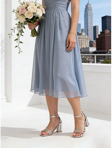  Damessandalen met zilverkleurige blokhak, elegante bruidsmeisjesschoenen met enkelbandje, moderne minimalistische stijl, comfortabel ontwerp met stevige hak, perfect voor bruidsmeisjes bij chique