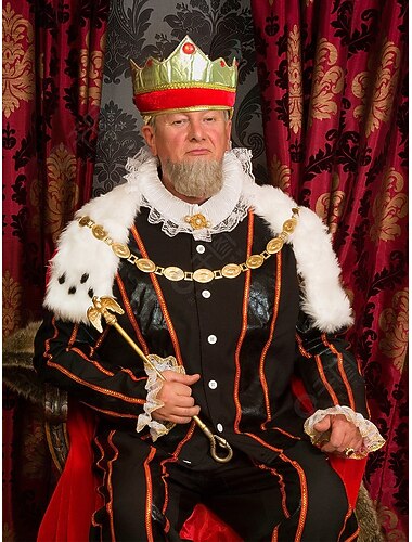  Mannen's Polyester Stof Koning Kroon – Gouden en Rode Ontwerp Perfect voor Carnaval en Maskerade Feesten