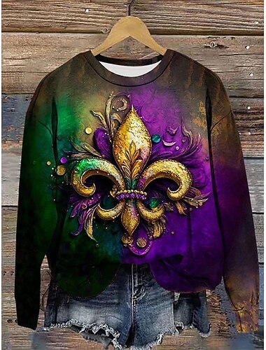  Carnival dámský pulover mikina s grafikou abstraktní casual dlouhý rukáv kruhový výstřih běžné topy casual street každodenní modrá fialová zelená podzim zima