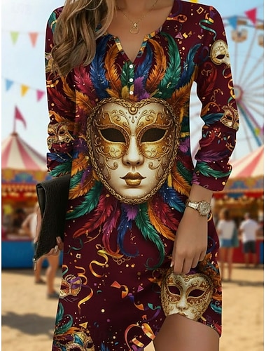  Dames Lange jurk maxi-jurk Casual jurk T shirt jurk Modieus Basic Modern Dagelijks Buiten Vakantie Normale pasvorm Grafisch Lange mouw V-hals Lichtgeel Geel Bordeaux Donkergroen Lente Herfst