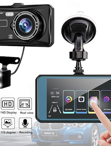  berøringsskjerm 4 1080p ryggebildeopptaker dvr/dashbordkamera kjøreopptaker med høy oppløsning dobbeltlinse