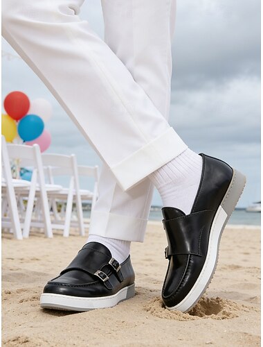  sneakers slip-on da uomo in pelle nera: scarpe eleganti e comode con suola in gomma, perfette per eventi casual, vacanze, abbigliamento quotidiano e matrimoni