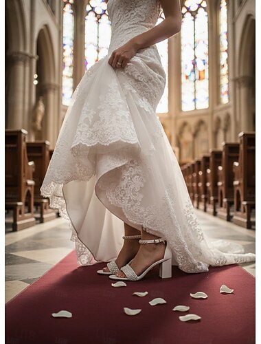  Escarpins ouverts ornés de perles ivoire avec bride à la cheville pour femmes - chaussures de mariée élégantes