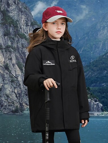  Kinderen Voor meisjes Donsjack Wandeljack 3 in 1 jas Pufferjack Brief Sport Zak WATERDICHT Houd Warm Windbestendig: Buiten jas bovenkleding 6-12 Y Winter Zwart Rood Groen