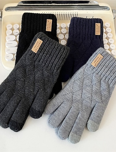  Per uomo 1 Paio Invernali Guanti lavorati a maglia Guanti senza dita Sport Moda Sport e Outdoor Guanti Calore Termico Tinta unica Autunno Nero Blu marino Grigio chiaro Grigio scuro