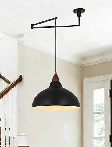  led hanglamp industriële hanglamp zwenkarm hanglamp, verstelbare koepel plafond hanglamp voor eetkamer woonkamer in zwart/wit