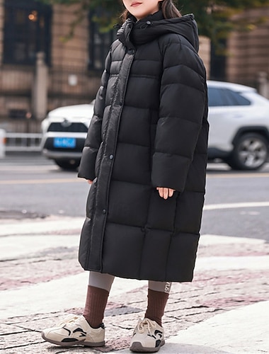  Lapset Tyttöjen Untuvatakki Puffer takki Yhtenäinen väri Urheilu Tasku Pidä Lämmin Tuulenpitävä ulko- Takki Päällysvaatteet 4-12 vuotta Talvi Musta Purppura Khaki