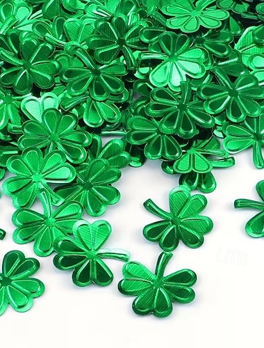  150 Stück Kleeblatt-Konfetti-Dekorationen zum St. Patrick's Day, grüne Metallic-Folie, glitzernde Kleeblatt-Tischkonfetti, Glücksklee-Pailletten für die St. Patrick's Day-Party, 100 g