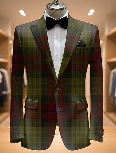  رجالي منقوش جاكيت بليزر معطف موضة مريح متنفس فني كاجوال مناسب للبس اليومي ملابس الحفلات والسهرات جيب طباعة ثلاثية الأبعاد Buttons كل الفصول حز كم طويل أزرق أرجواني أخضر