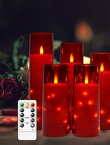  Kaars Zonder koorden Kerstmis Eenvoudig Modern AA-batterijen aangedreven 5 stuks