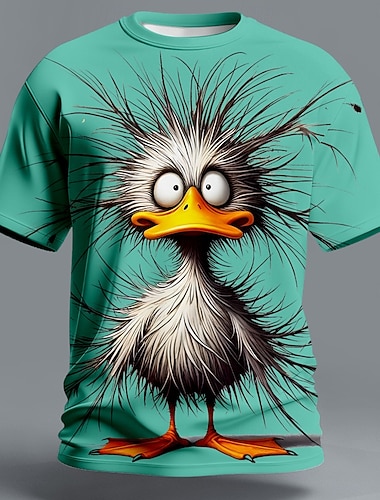  בגדי ריקוד גברים חיה מצחיק ברווז חולצה קצרה שרוולים קצרים חולצה קצרה הדפסת תלת מימד צווארון עגול קצר חולצה מוּגזָם מעצב מפלגה חגים פול כחול אגם סגול קיץ אביב ביגוד S M L XL XXL XXXL