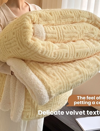  Couverture d'hiver épaisse et douce en peluche pour salon, chambre, bureau, canapé