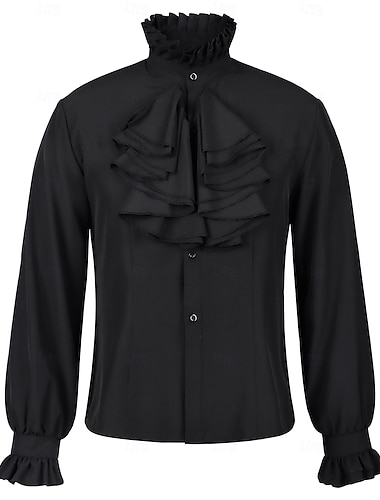  Punk & Gothique Médiéval Renaissance Chemise Manches longues Chevalier Couleur Unie Déguisement Homme Royal Mascarade Soirée Performance Mascarade Adultes Chemise